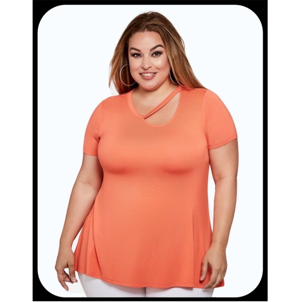 SALE Ashley Stewart Plus Size Short Sleeve Shirt Size 18 20 Blouse 18W 20W - NEW